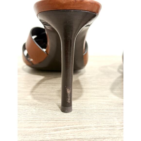 Saint Laurent Tribute 85 Leather Stilettos Heel Mules Brown Women's Size EU 38 - Picture 9 of 9